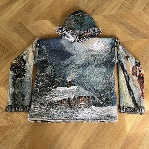 Tapestry blanket hoodie, mens large